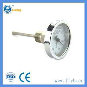 Back connection stainless steel bimetallic stemmed thermometer