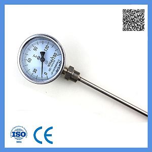 Dial 60mm Industrial Usage Stainless Steel Probe Radial Bimetal Thermometer 0-300c