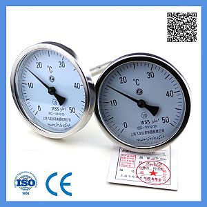 Industrial Usage Stainless Steel Dial 100mm Probe Axial Bimetal Thermometer 0-50c