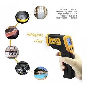 Digital LCD Non-Contact Gun Shaped Industrial Pyrometer Infrared Laser IR Infrared Thermometer