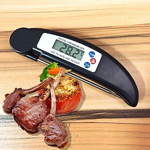 Digital Food Meat Folding Portable Thermometer for Cooking Kitchen BBQ Thermometer Black