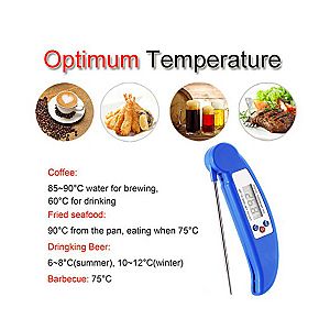 Digital Food Thermometer with Collapsible Probe Meat Thermometer for Cooking Kitchen BBQ Thermometer Blue